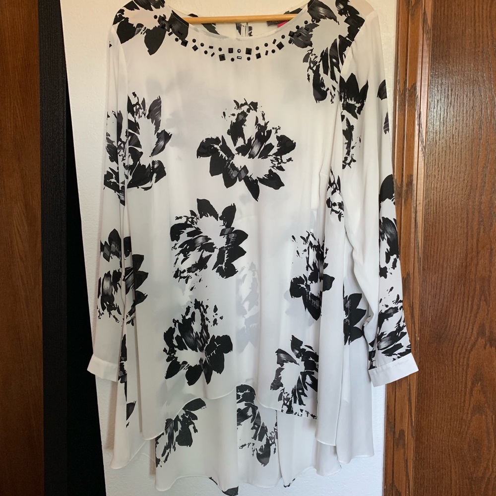 White and Black Plus Size Blouse